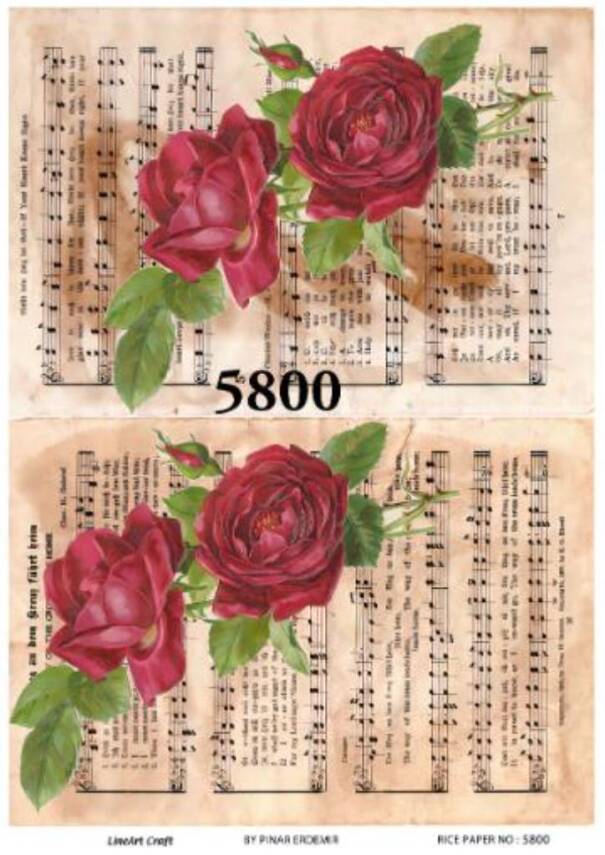 Vintage Nota ve Çiçek Desenli Pirinç Dekopaj Model : 5800 - 1