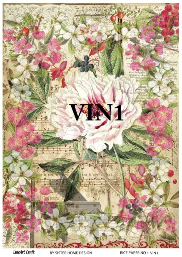 Vintage Nota ve Çiçek Desenli Pirinç Dekopaj Model : VIN01 - 1