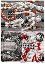 Vintage Retro Kadın Temalı Pirinç Dekopaj Model : 4674 - Line Art