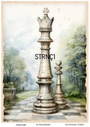 Vintage Satranç Desenli Pirinç Dekopaj Model : STRNÇ01 - Line Art