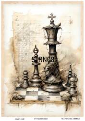 Vintage Satranç Desenli Pirinç Dekopaj Model : STRNÇ08 - Line Art