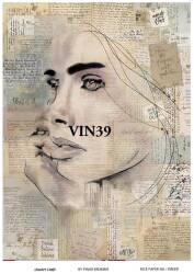 Vintage Yazı ve Kadın Desenli Pirinç Dekopaj Model : VIN39 - Line Art