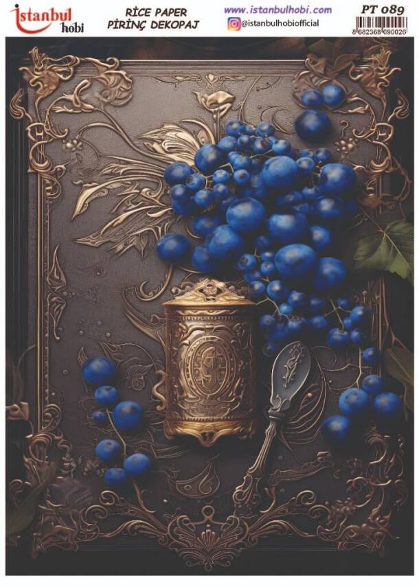 Yaban Mersini Desenli Pirinç Dekopaj Model : PT 00089 - 1