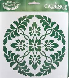 Yaprak Çiçek Desenli Motifli Kare Stencil Şablon KA36 - Cadence