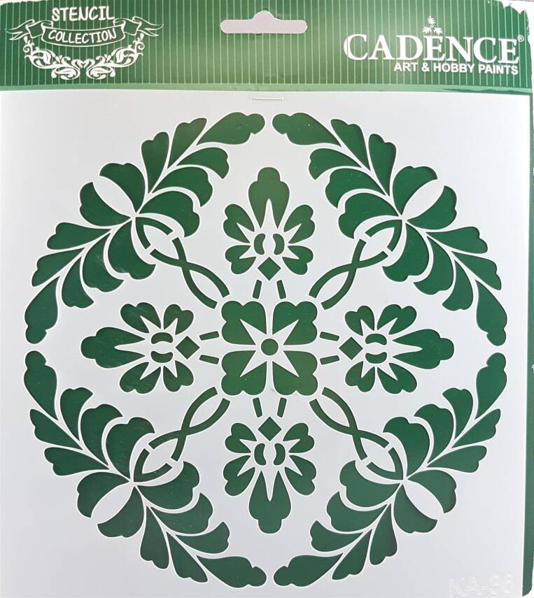 Yaprak Çiçek Desenli Motifli Kare Stencil Şablon KA36 - 1