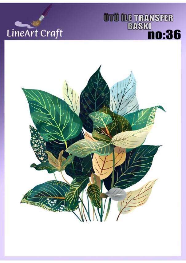 Yaprak Desenli Kumaş Transfer Kağıdı LNT-K036 (20x20 cm) - 1