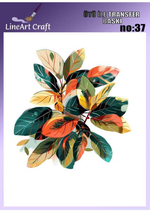 Yaprak Desenli Kumaş Transfer Kağıdı LNT-K037 (20x20 cm) - 1