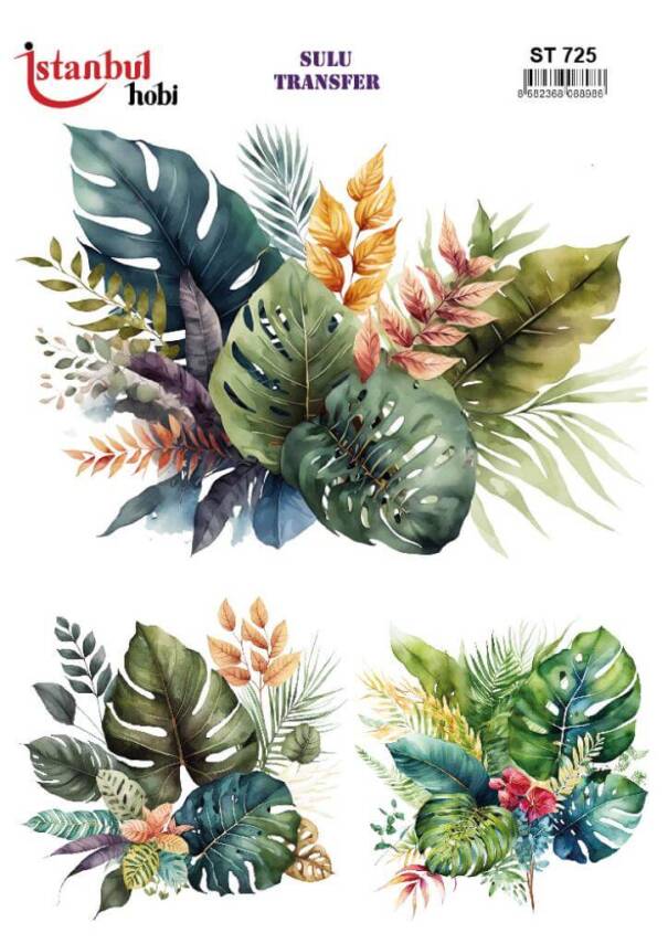 Yaprak Desenli Sulu Transfer Kağıdı STI-725 - 1