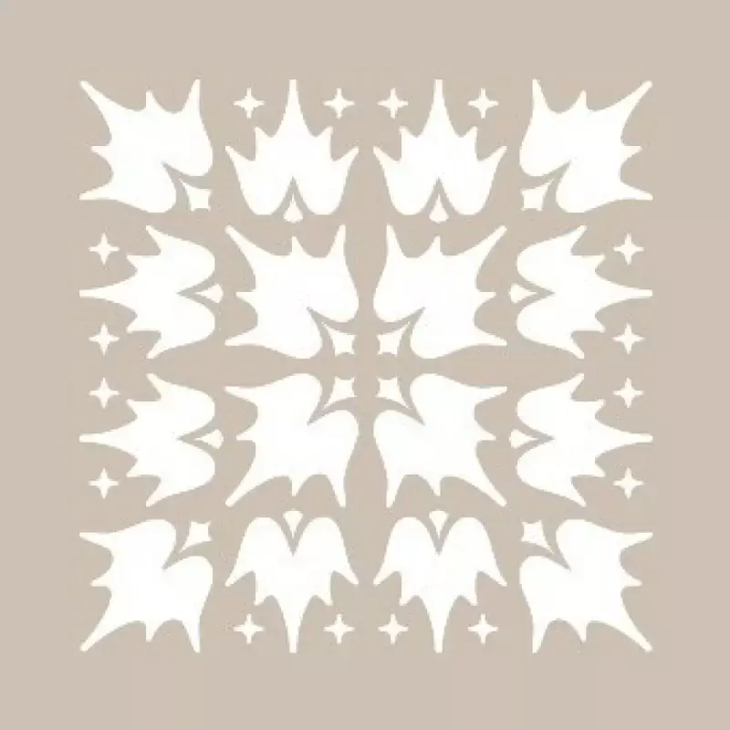 Yaprak Ebru Motifli Kare Stencil Şablon KA29 - 1