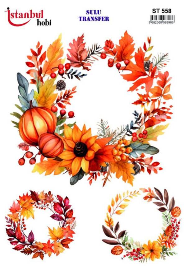 Yaprak Kabak Desenli Sulu Transfer Kağıdı STI-558 - 1