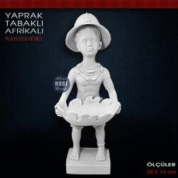 Yaprak Tabaklı Afrikalı Biblo Sunumluk (34x14 cm) Ham Polyester - Tual Hobi Sanat