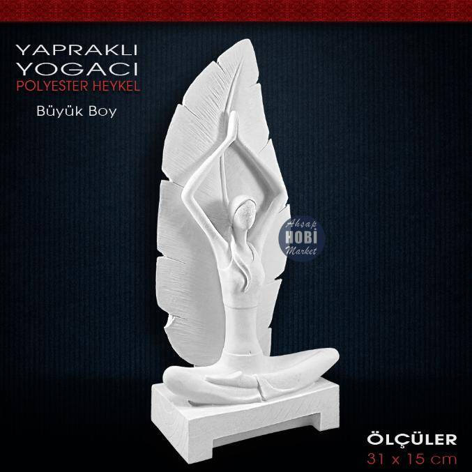 Yapraklı Yogacı Kadın Biblo Büyük Boy (31x15cm) Ham Polyester - 1