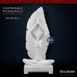 Yapraklı Yogacı Kadın Biblo Büyük Boy (31x15cm) Ham Polyester - Tual Hobi Sanat (1)