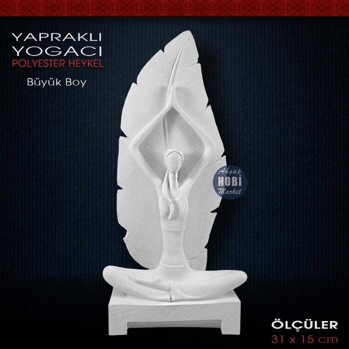 Yapraklı Yogacı Kadın Biblo Büyük Boy (31x15cm) Ham Polyester - 2