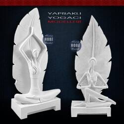 Yapraklı Yogacı Kadın Biblo Büyük Boy (31x15cm) Ham Polyester - 3