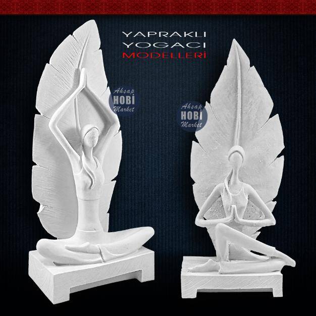 Yapraklı Yogacı Kadın Biblo Küçük Boy (24x11cm) Ham Polyester - 2