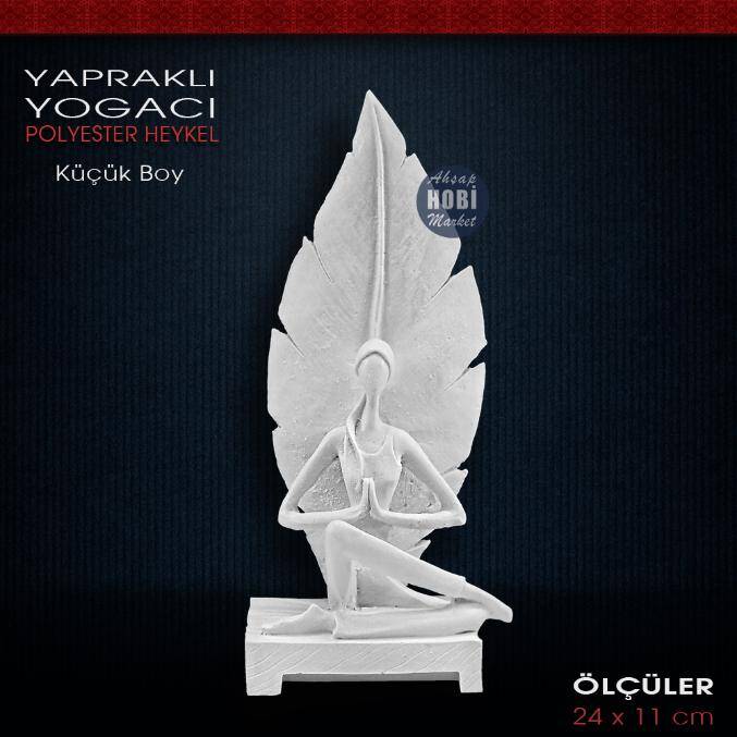 Yapraklı Yogacı Kadın Biblo Küçük Boy (24x11cm) Ham Polyester - 1