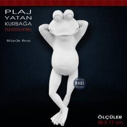 Yatan Güneşlenen Kurbağa Heykeli (38x17 cm) Ham Polyester - Tual Hobi Sanat (1)