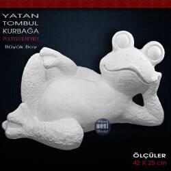 Yatan Tombul Kurbağa Heykeli (42x25 cm) Ham Polyester - Tual Hobi Sanat (1)