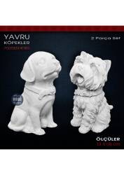 Yavru Köpekler Biblo Seti (2 Parça) Ham Polyester - Tual Hobi Sanat