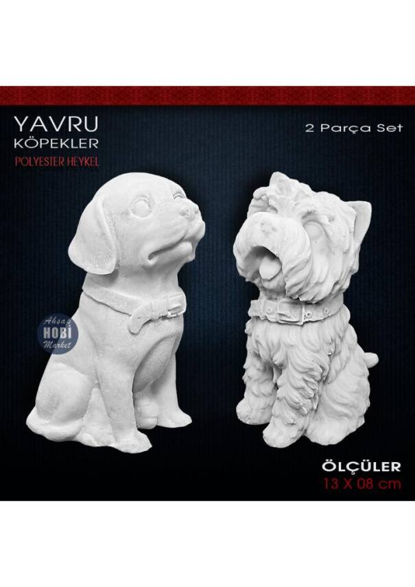 Yavru Köpekler Biblo Seti (2 Parça) Ham Polyester - 1