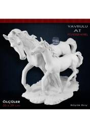Yavrulu At Heykeli Büyük (35x29 cm) Ham Polyester - Tual Hobi Sanat (1)