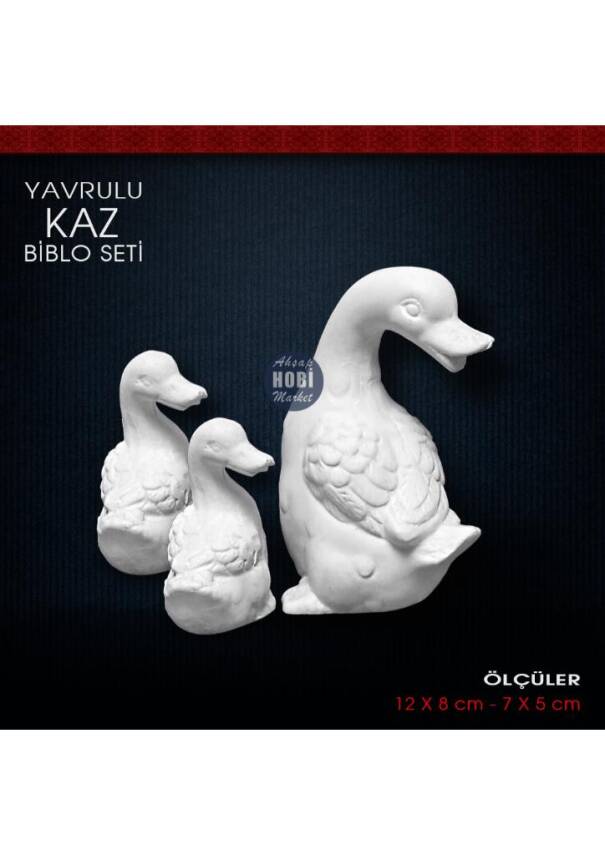 Yavrulu Kazlar Biblo Seti (3 Parça) Ham Polyester - 1