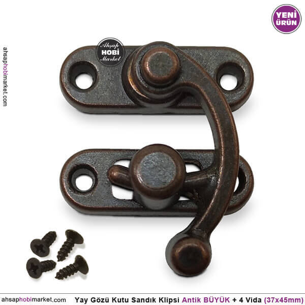 Yay Gözü Kutu Sandık Klipsi Büyük (37x45 mm) Antik Bakır - 1