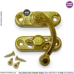 Yay Gözü Kutu Sandık Klipsi Büyük (37x45 mm) Sarı Gold - Tual Hobi Sanat