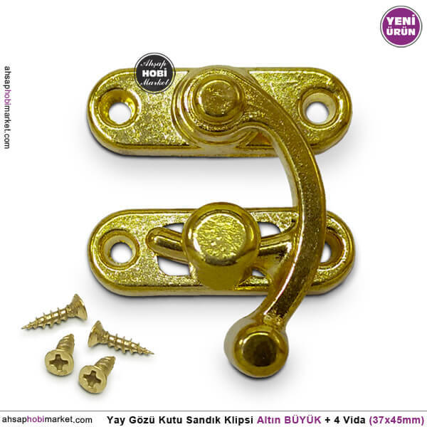 Yay Gözü Kutu Sandık Klipsi Büyük (37x45 mm) Sarı Gold - 1
