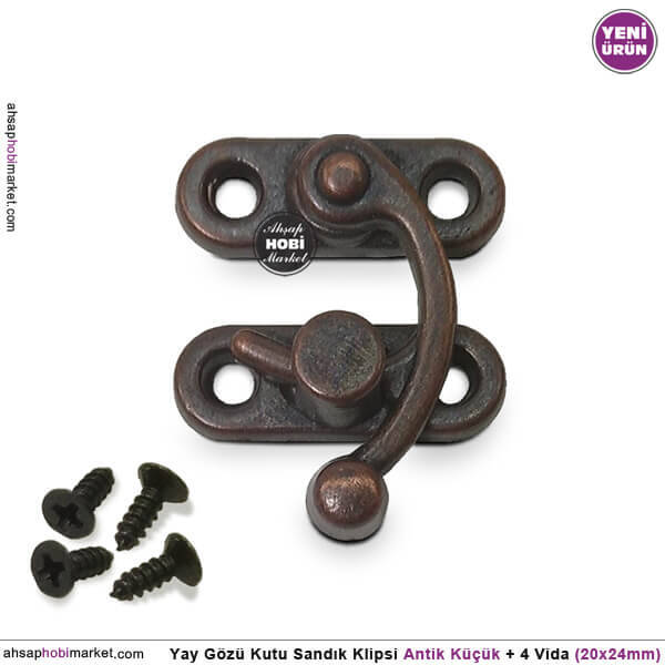 Yay Gözü Kutu Sandık Klipsi Küçük (20x24 mm) Antik Bakır - 1