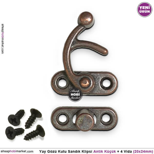 Yay Gözü Kutu Sandık Klipsi Küçük (20x24 mm) Antik Bakır - 2