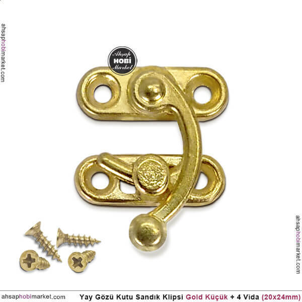 Yay Gözü Kutu Sandık Klipsi Küçük (20x24 mm) Sarı Gold - 1