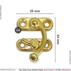 Yay Gözü Kutu Sandık Klipsi Küçük (20x24 mm) Sarı Gold - Tual Hobi Sanat (1)