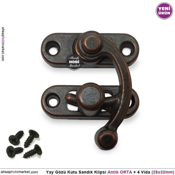 Yay Gözü Kutu Sandık Klipsi Orta (28x32 mm) Antik Bakır - 1