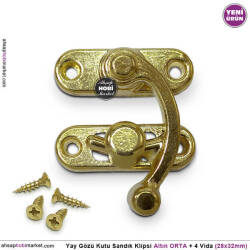 Yay Gözü Kutu Sandık Klipsi Orta (28x32 mm) Sarı Gold - Tual Hobi Sanat