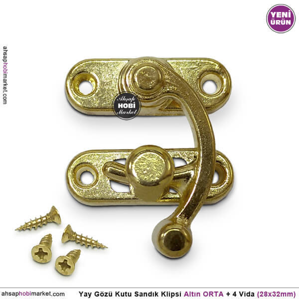 Yay Gözü Kutu Sandık Klipsi Orta (28x32 mm) Sarı Gold - 1