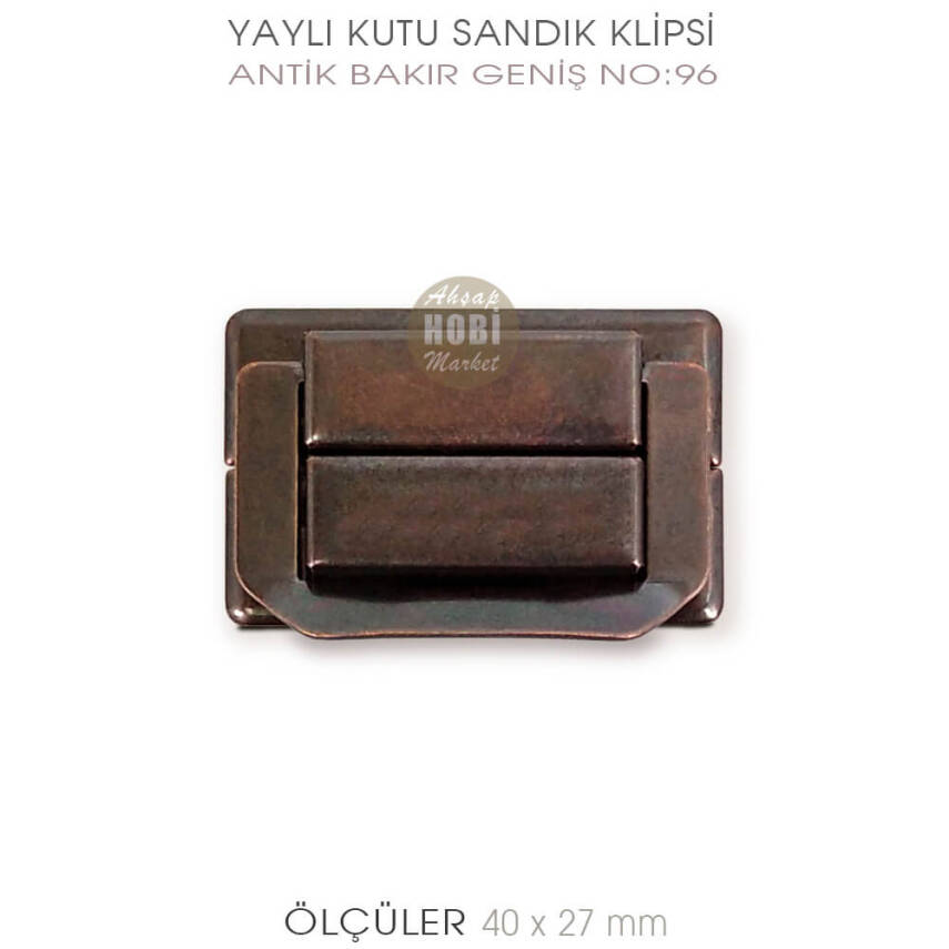 Yaylı Kutu ve Sandık Klipsi Geniş (40x27 mm) Antik Bakır - 1