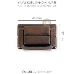 Yaylı Kutu ve Sandık Klipsi Geniş (40x27 mm) Antik Bakır - Tual Hobi Sanat (1)