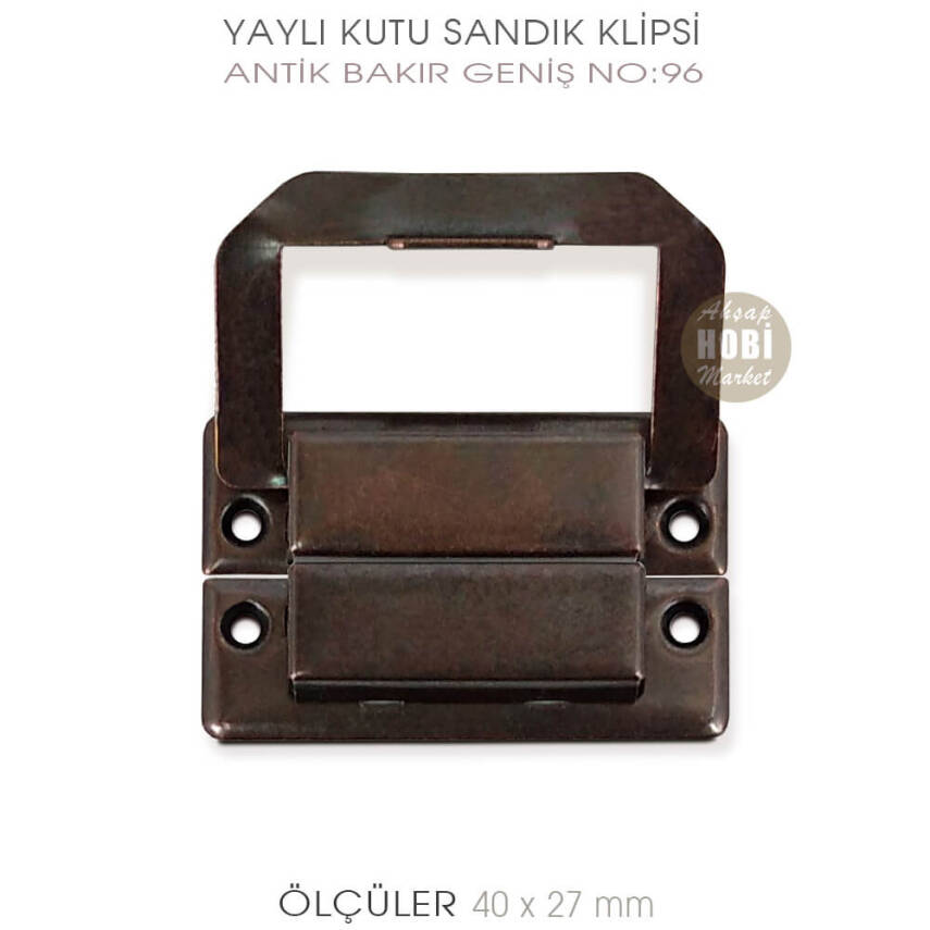 Yaylı Kutu ve Sandık Klipsi Geniş (40x27 mm) Antik Bakır - 3