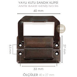 Yaylı Kutu ve Sandık Klipsi Geniş (40x27 mm) Antik Bakır - 4
