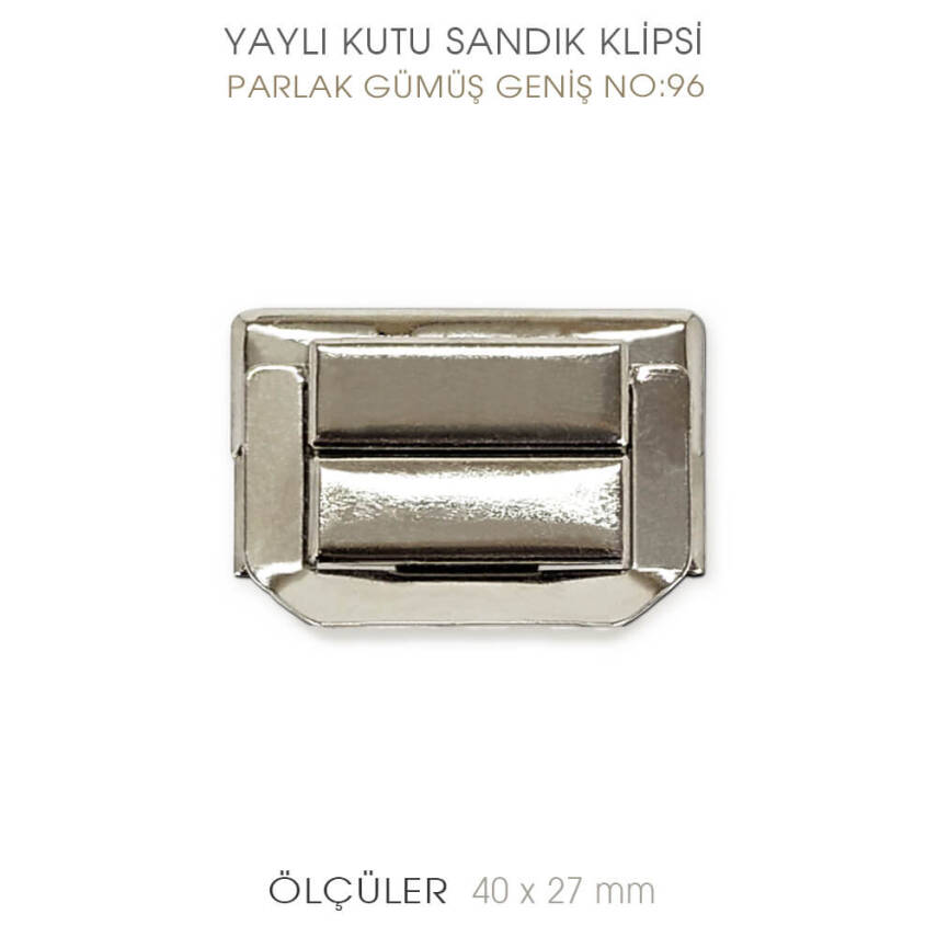 Yaylı Kutu ve Sandık Klipsi Geniş (40x27 mm) Nikel Gümüş - 1