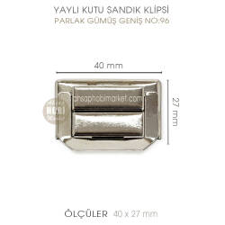 Yaylı Kutu ve Sandık Klipsi Geniş (40x27 mm) Nikel Gümüş - Tual Hobi Sanat (1)