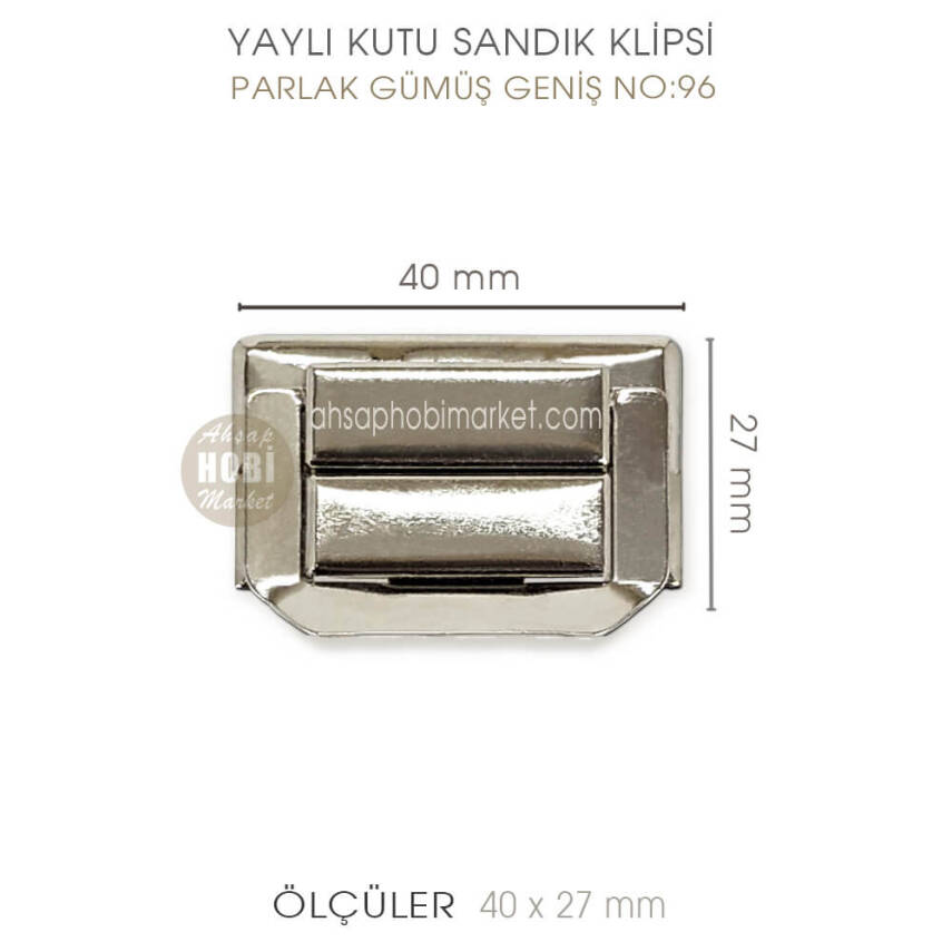 Yaylı Kutu ve Sandık Klipsi Geniş (40x27 mm) Nikel Gümüş - 2