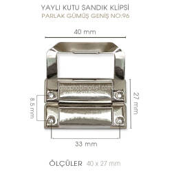 Yaylı Kutu ve Sandık Klipsi Geniş (40x27 mm) Nikel Gümüş - 3