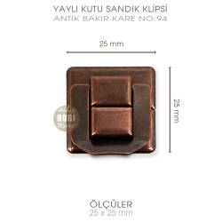 Yaylı Kutu ve Sandık Klipsi Kare (25x25 mm) Antik Bakır - Tual Hobi Sanat (1)