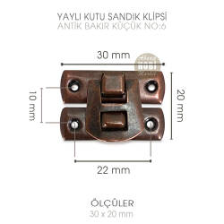 Yaylı Kutu ve Sandık Klipsi Küçük (30x20 mm) Antik Bakır - Tual Hobi Sanat (1)