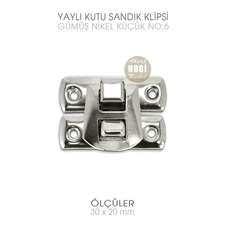 Yaylı Kutu ve Sandık Klipsi Küçük (30x20 mm) Nikel Gümüş - 1