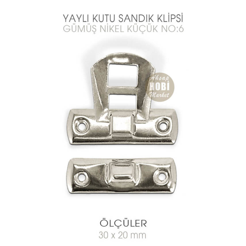 Yaylı Kutu ve Sandık Klipsi Küçük (30x20 mm) Nikel Gümüş - 3