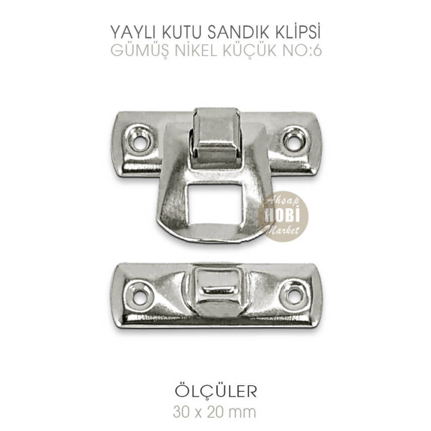 Yaylı Kutu ve Sandık Klipsi Küçük (30x20 mm) Nikel Gümüş - 4